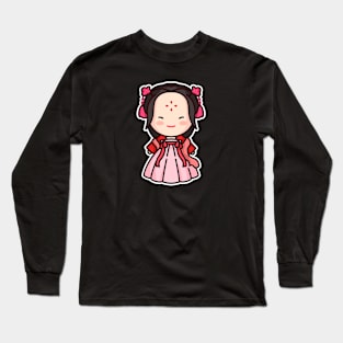 Cute Chinese Girl Cartoon Character Long Sleeve T-Shirt